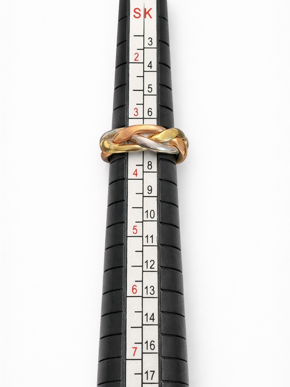 14K Estate Gold Pinkie Ring, Yellow, Rose & White Gold Braid. Maker: ESL Dublin. - Picture 4 of 5